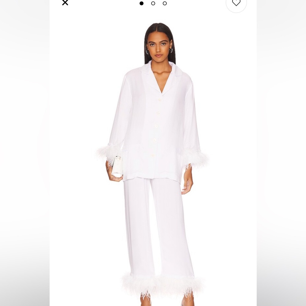 Sleeper Pajama Set with Double Feathers in White size XS